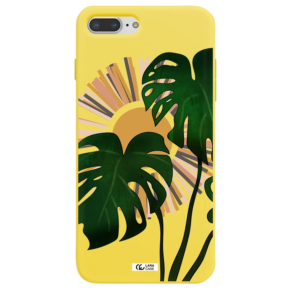Monstera Leaf Apple iPhone 8 plus Silicone canary yellow Case