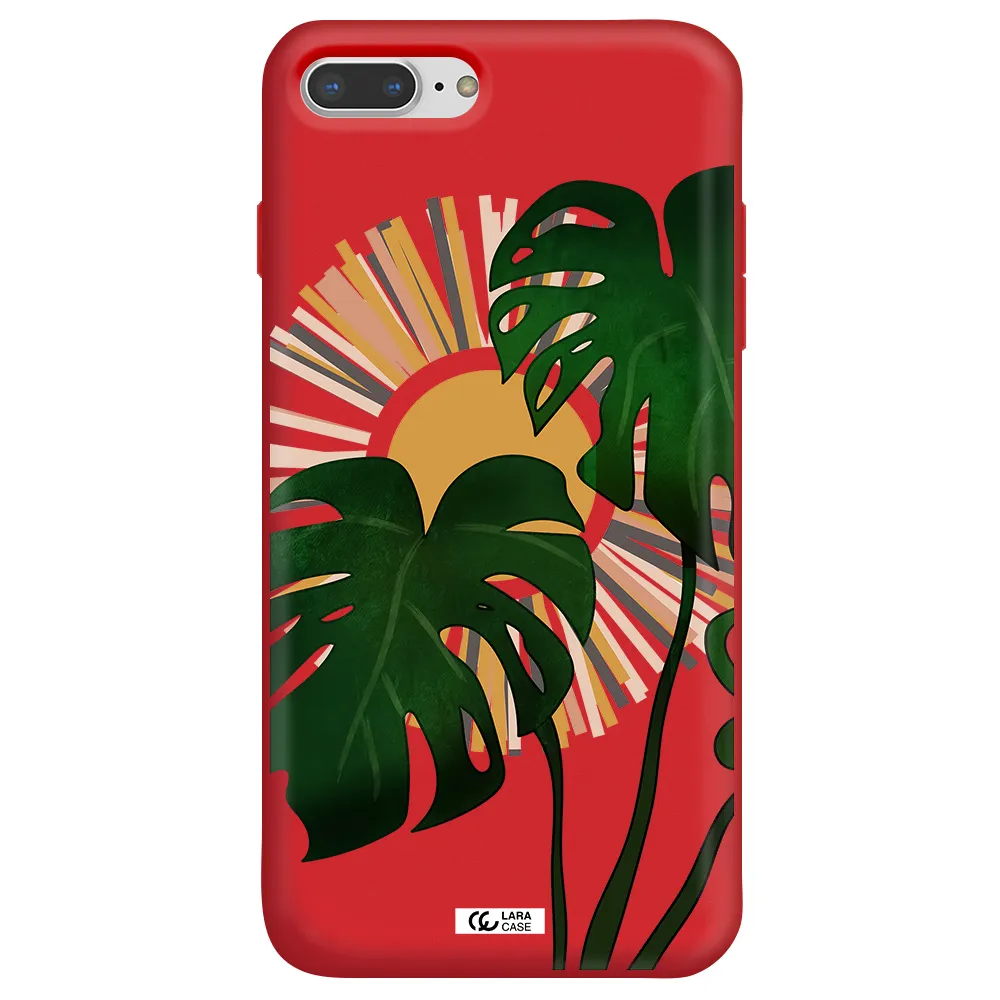 Monstera Leaf Apple iPhone 8 plus Silicone Imperial Red Case