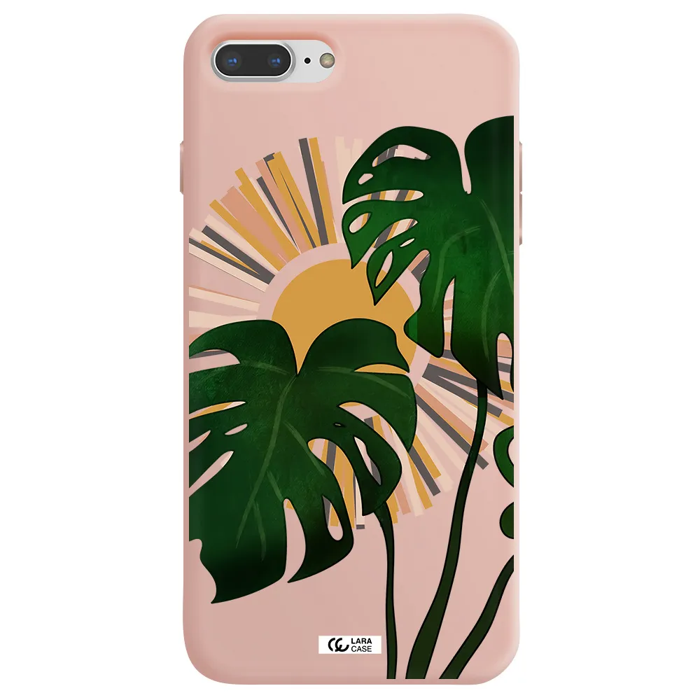 Monstera Leaf Apple iPhone 8 plus Silicone pastel pink Case