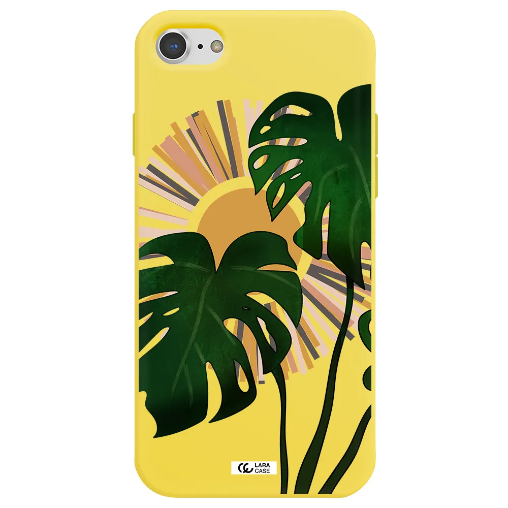 Monstera Leaf Apple iPhone 8 Silicone canary yellow Case