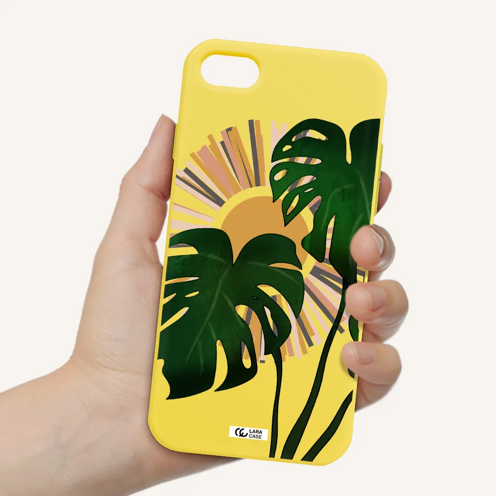 Monstera Leaf Apple iPhone 8 Silicone canary yellow Case