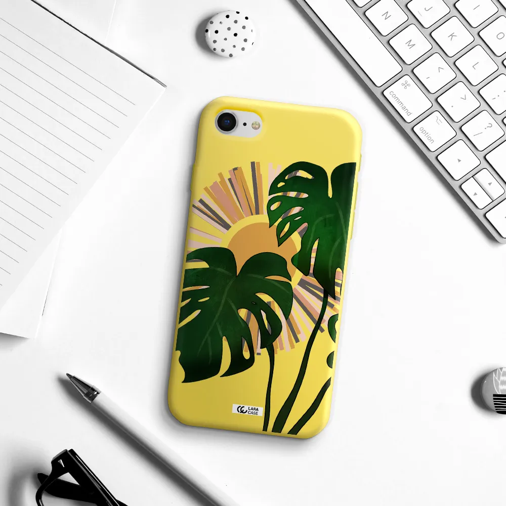 Monstera Leaf Apple iPhone se 2020 Silicone canary yellow Case