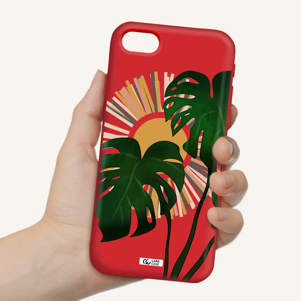 Monstera Leaf Apple iPhone se 2020 Silicone Imperial Red Case