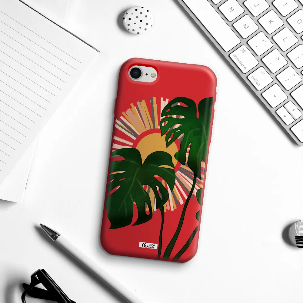 Monstera Leaf Apple iPhone se 2020 Silicone Imperial Red Case