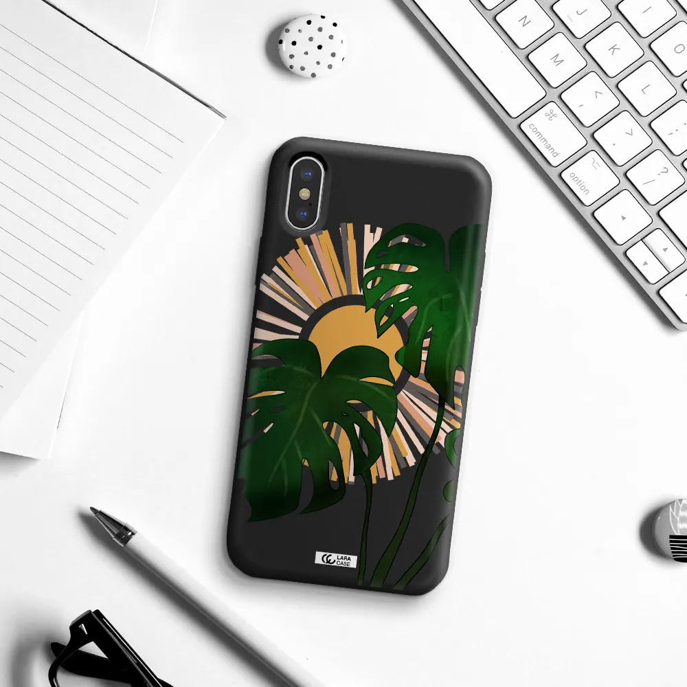 Monstera Leaf Apple iPhone X Silicone black Case