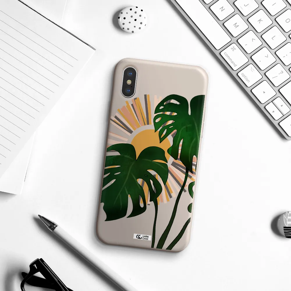 Monstera Leaf Apple iPhone X Silicone Stone Case