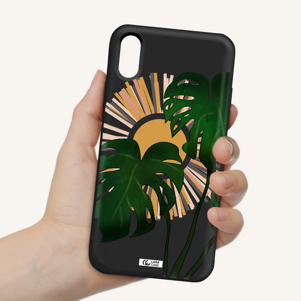 Monstera Leaf Apple iPhone XS Silicone black Case