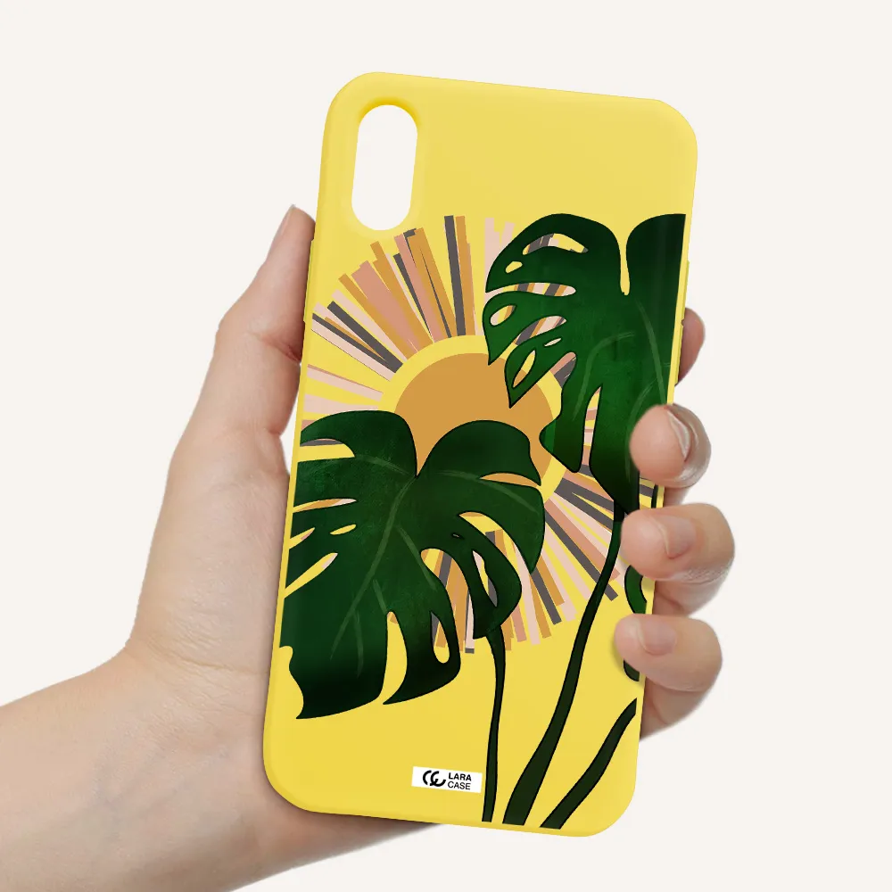 Monstera Leaf Apple iPhone XS Silicone canary yellow Case