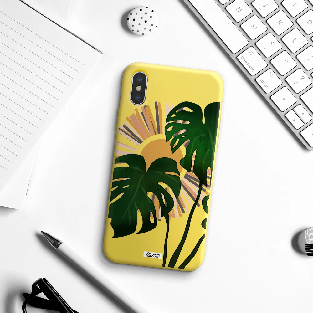 Monstera Leaf Apple iPhone XS Silicone canary yellow Case