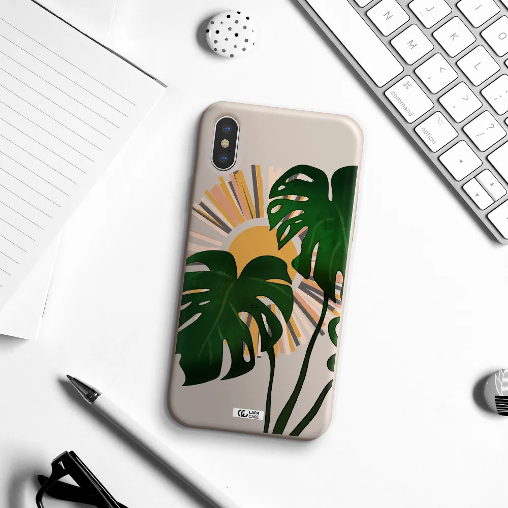 Monstera Leaf Apple iPhone XS Silicone Stone Case