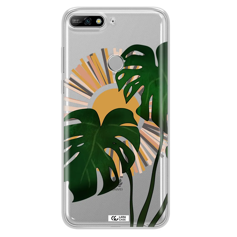 Monstera Leaf Huawei Y7 2018 Clear TPU Case