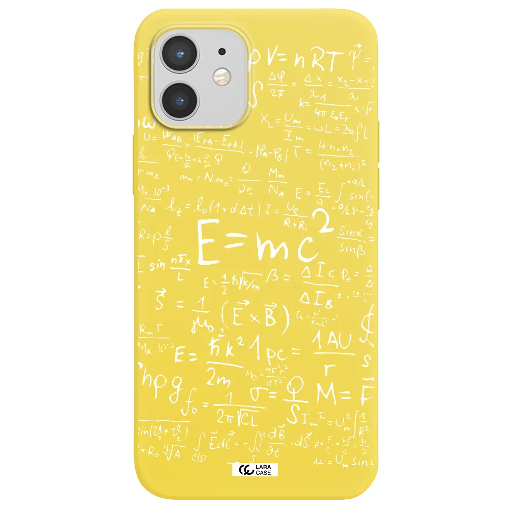 Physics Blackboard Apple iPhone 12 Silicone canary yellow Case