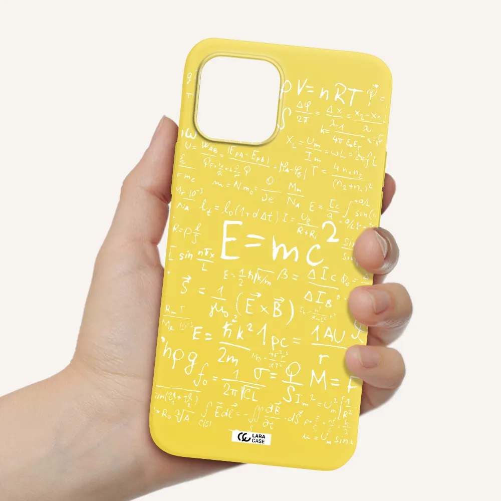 Physics Blackboard Apple iPhone 12 Silicone canary yellow Case