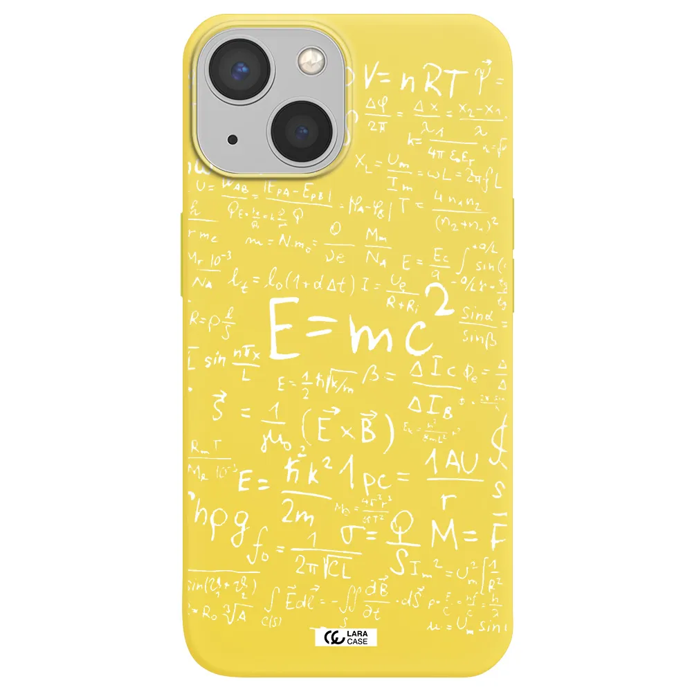 Physics Blackboard Apple iPhone 13 Silicone canary yellow Case