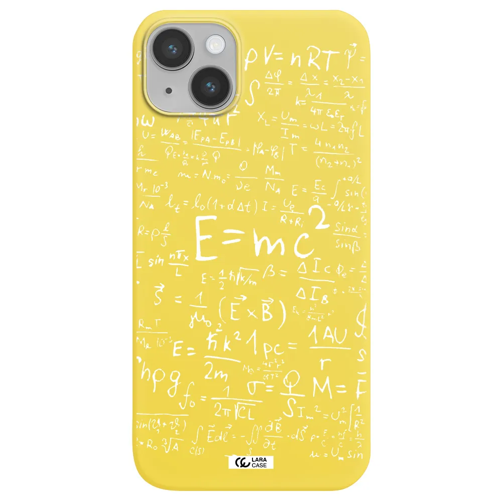 Physics Blackboard Apple iPhone 14 plus Silicone canary yellow Case