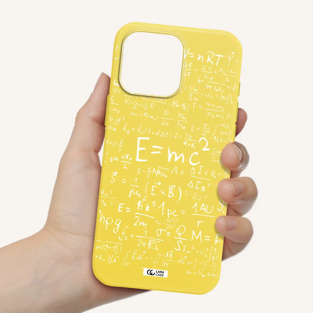 Physics Blackboard Apple Iphone 16 Pro Max Silicone Canary Yellow Case