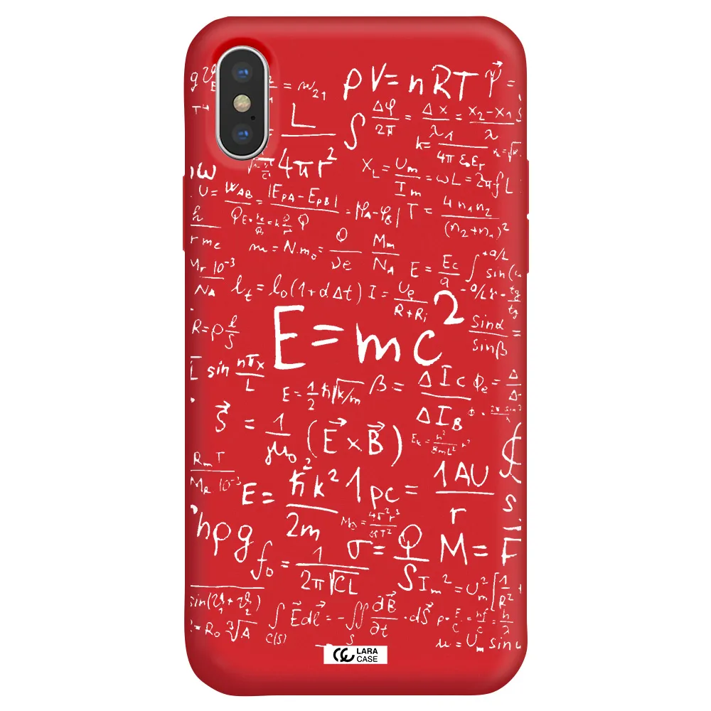 Physics Blackboard Apple iPhone X Silicone Imperial Red Case