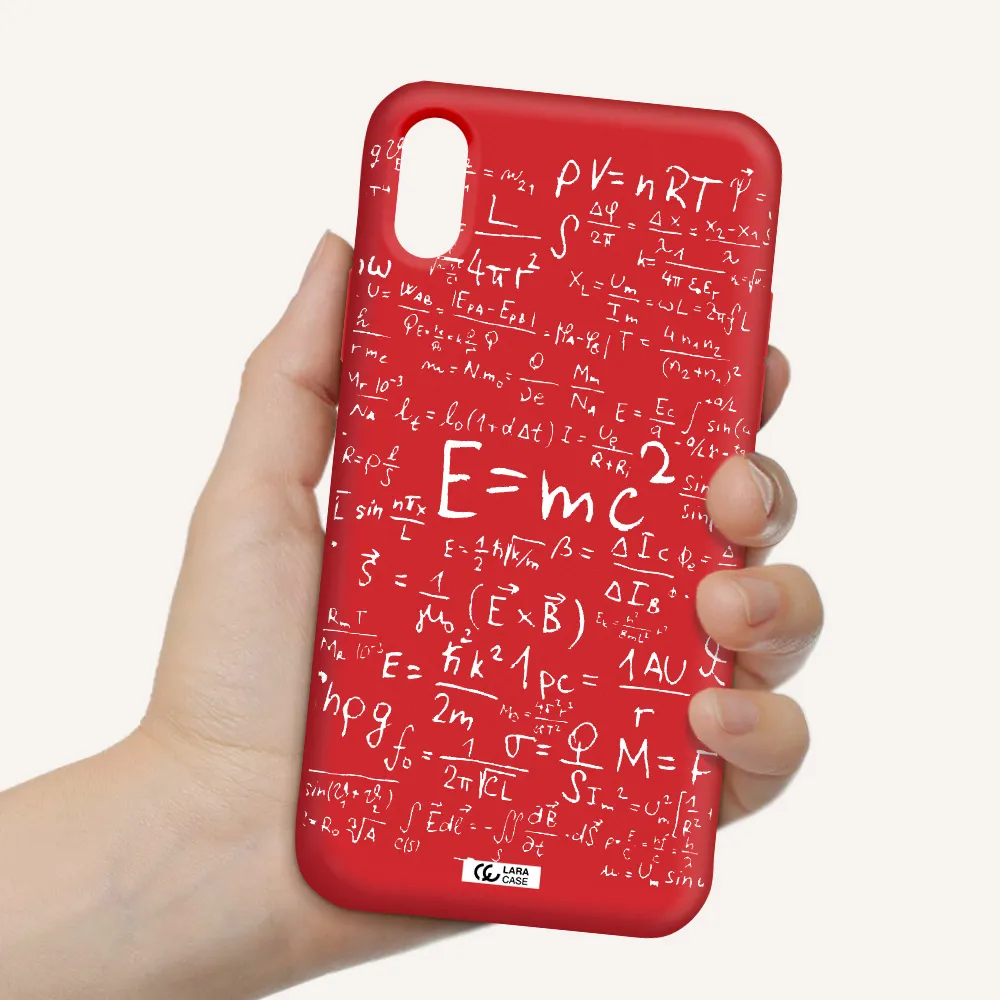 Physics Blackboard Apple iPhone X Silicone Imperial Red Case