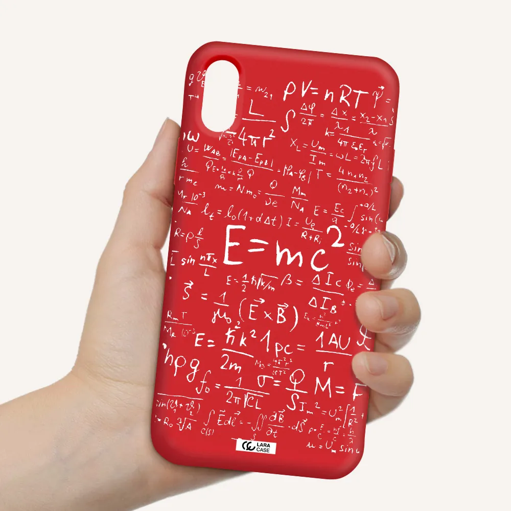 Physics Blackboard Apple iPhone XS Silicone Imperial Red Case