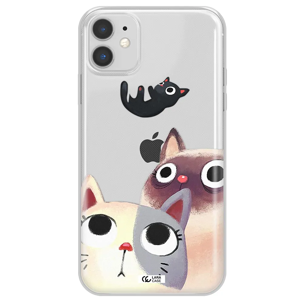 Abstract Grey Flowers Apple iPhone 11 Clear TPU Case