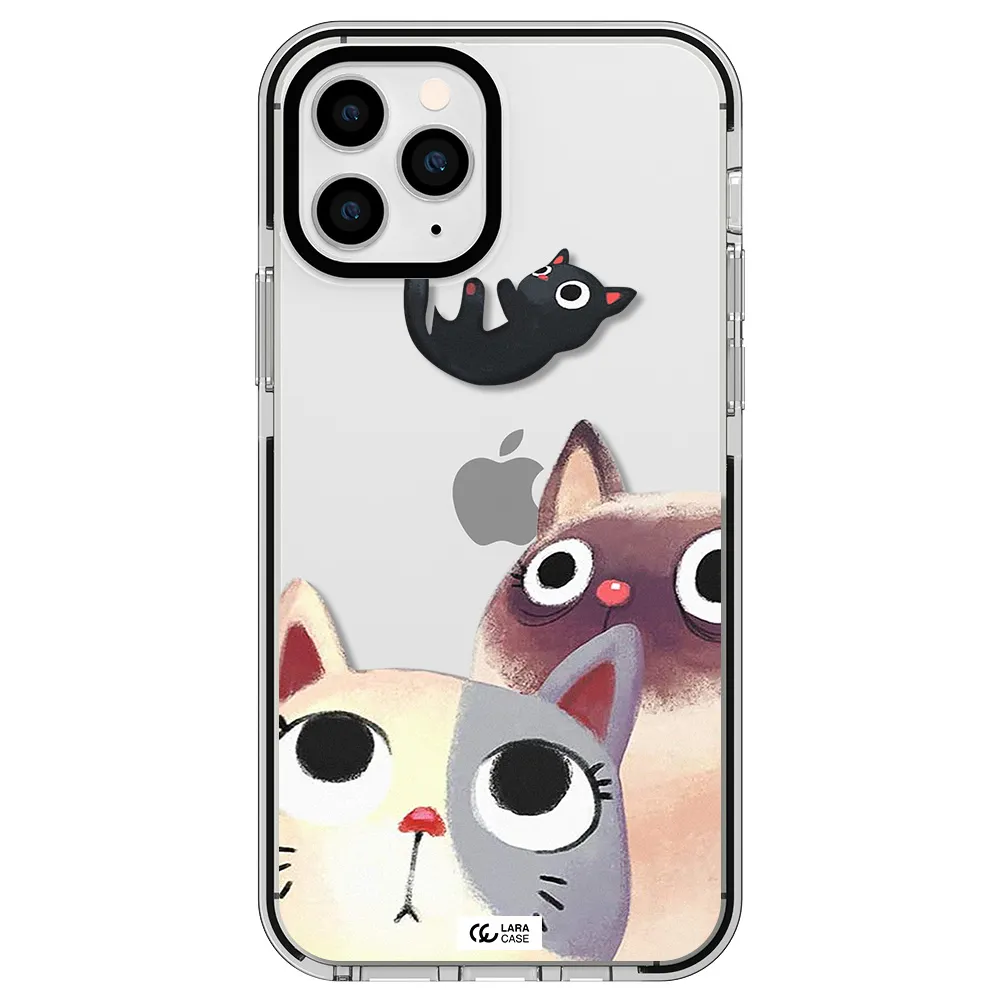 Abstract Grey Flowers Apple iPhone 11 pro impact black border Case