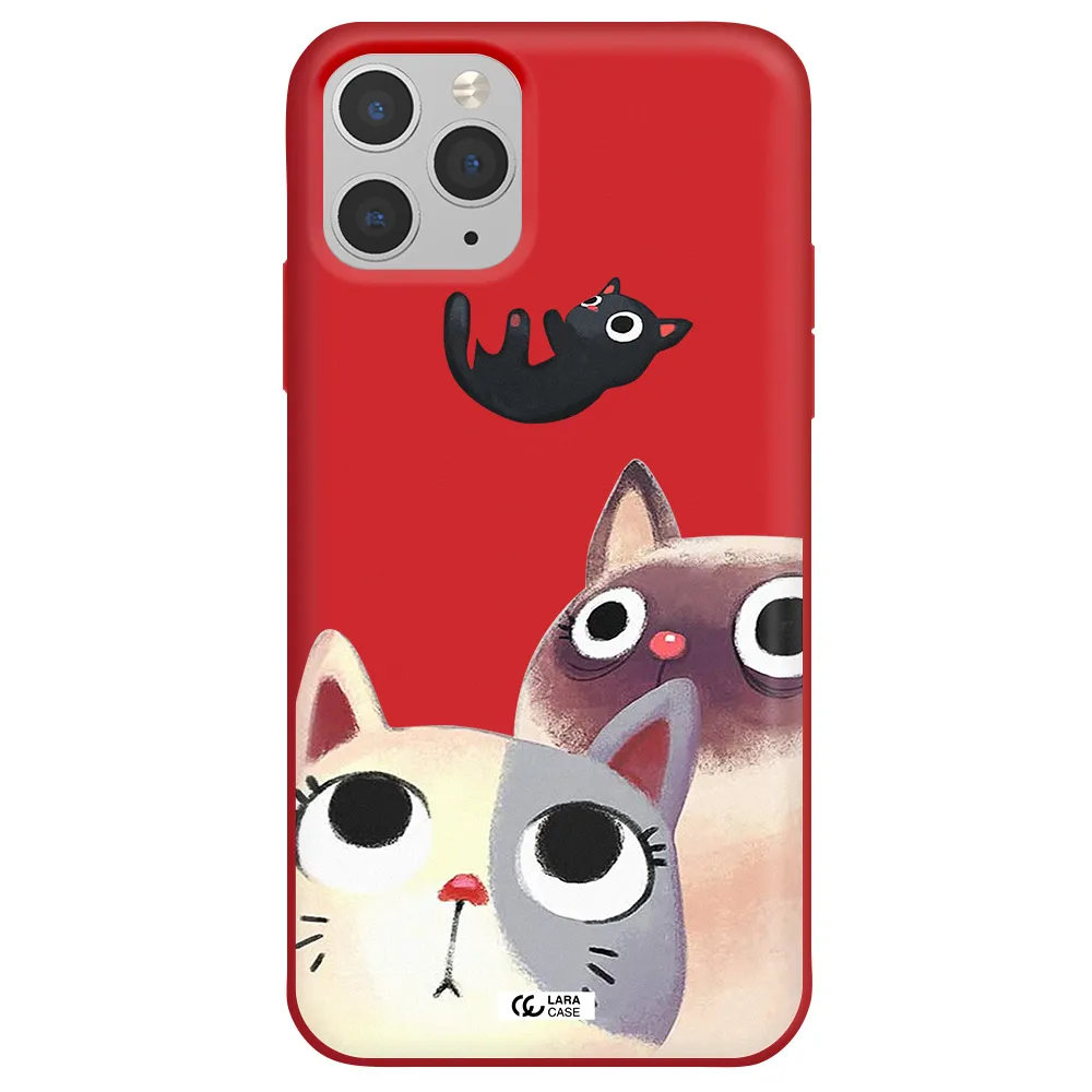 Abstract Grey Flowers Apple iPhone 11 pro max Silicone Imperial Red Case