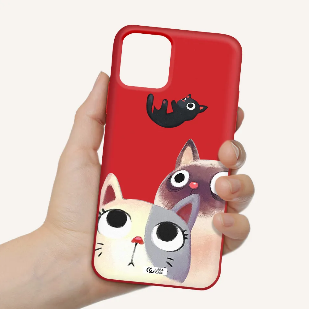 Abstract Grey Flowers Apple iPhone 11 pro max Silicone Imperial Red Case