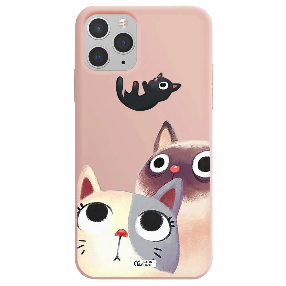 Abstract Grey Flowers Apple iPhone 11 pro max Silicone pastel pink Case