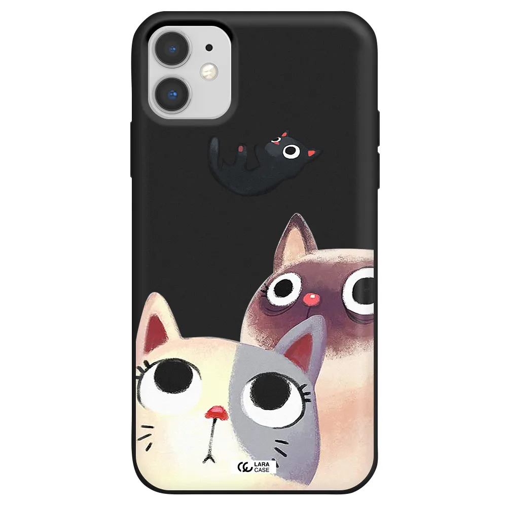 Abstract Grey Flowers Apple iPhone 11 Silicone black Case