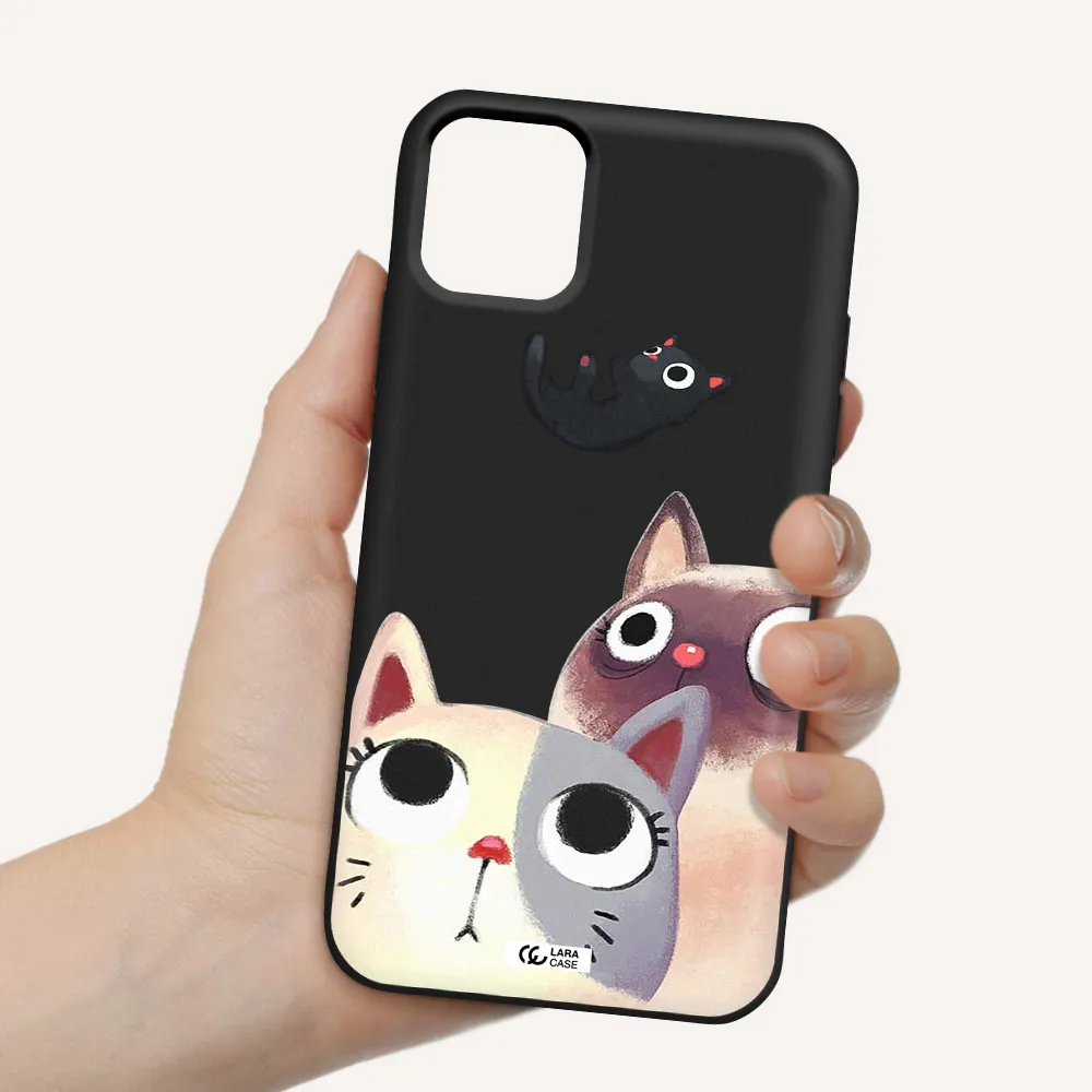 Abstract Grey Flowers Apple iPhone 11 Silicone black Case