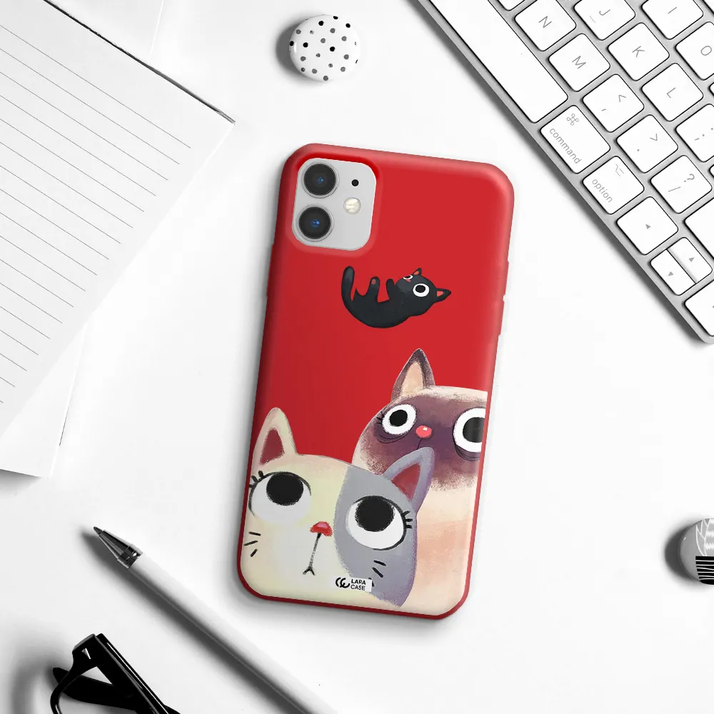 Abstract Grey Flowers Apple iPhone 11 Silicone Imperial Red Case