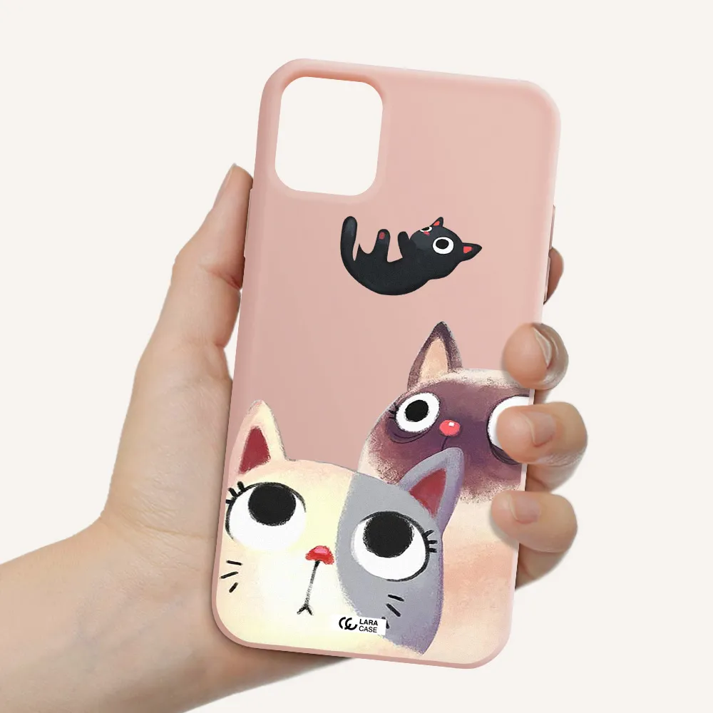 Abstract Grey Flowers Apple iPhone 11 Silicone pastel pink Case