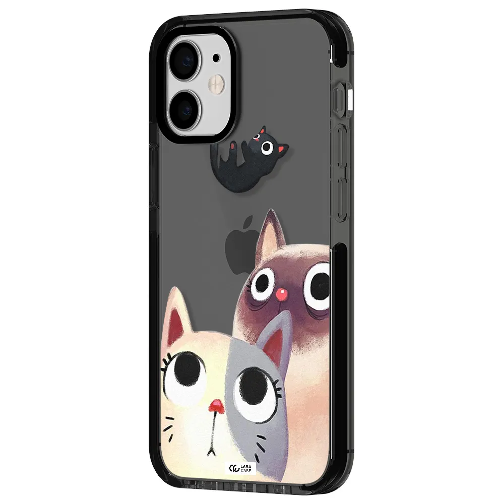 Abstract Grey Flowers Apple iPhone 12 mini impact Smoke Black Case