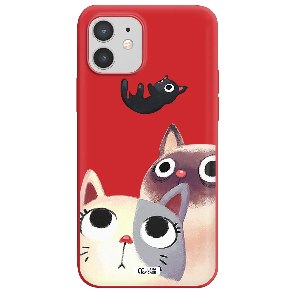 Abstract Grey Flowers Apple iPhone 12 mini Silicone Imperial Red Case