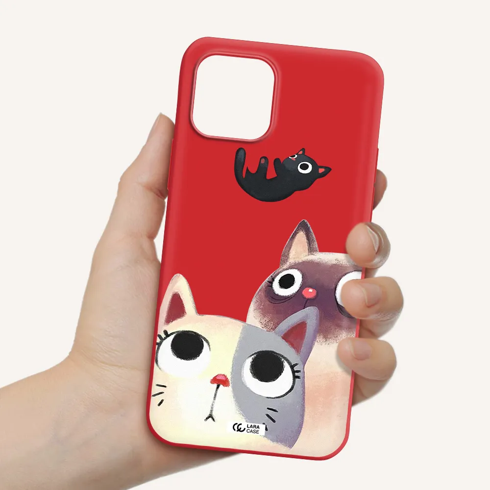 Abstract Grey Flowers Apple iPhone 12 mini Silicone Imperial Red Case