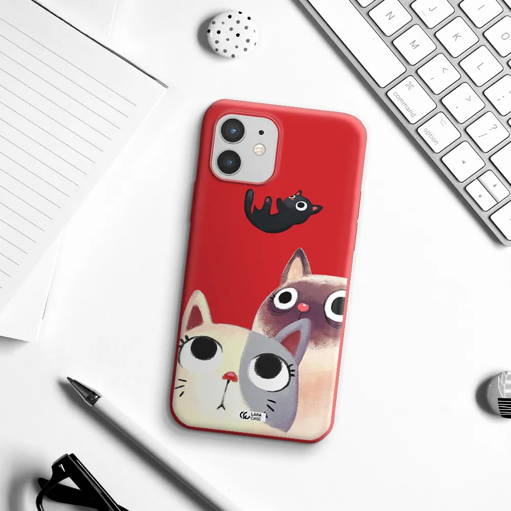 Abstract Grey Flowers Apple iPhone 12 mini Silicone Imperial Red Case