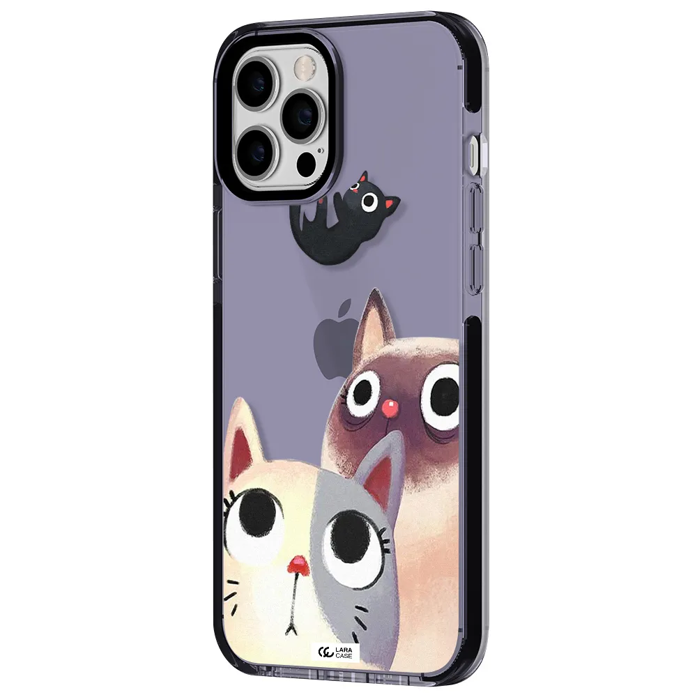 Abstract Grey Flowers Apple iPhone 12 pro max impact Lilac Case