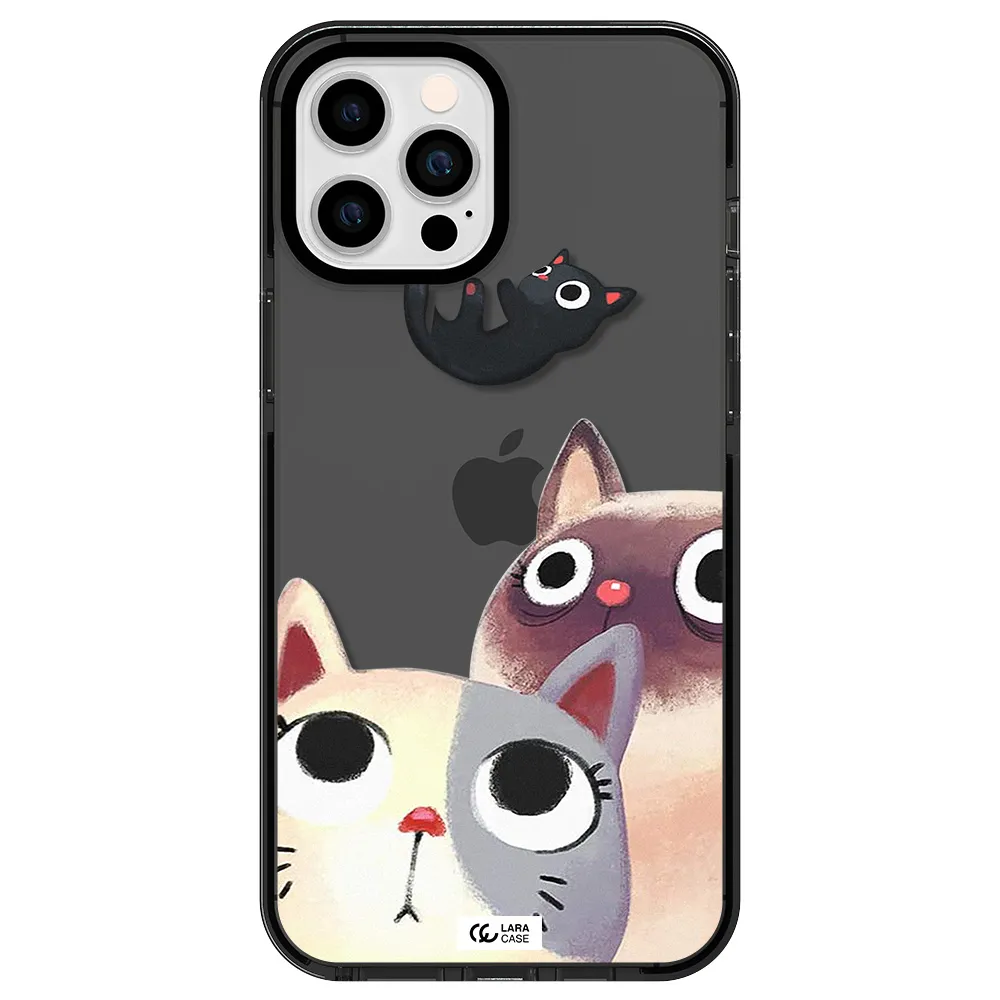 Abstract Grey Flowers Apple iPhone 12 pro max impact Smoke Black Case