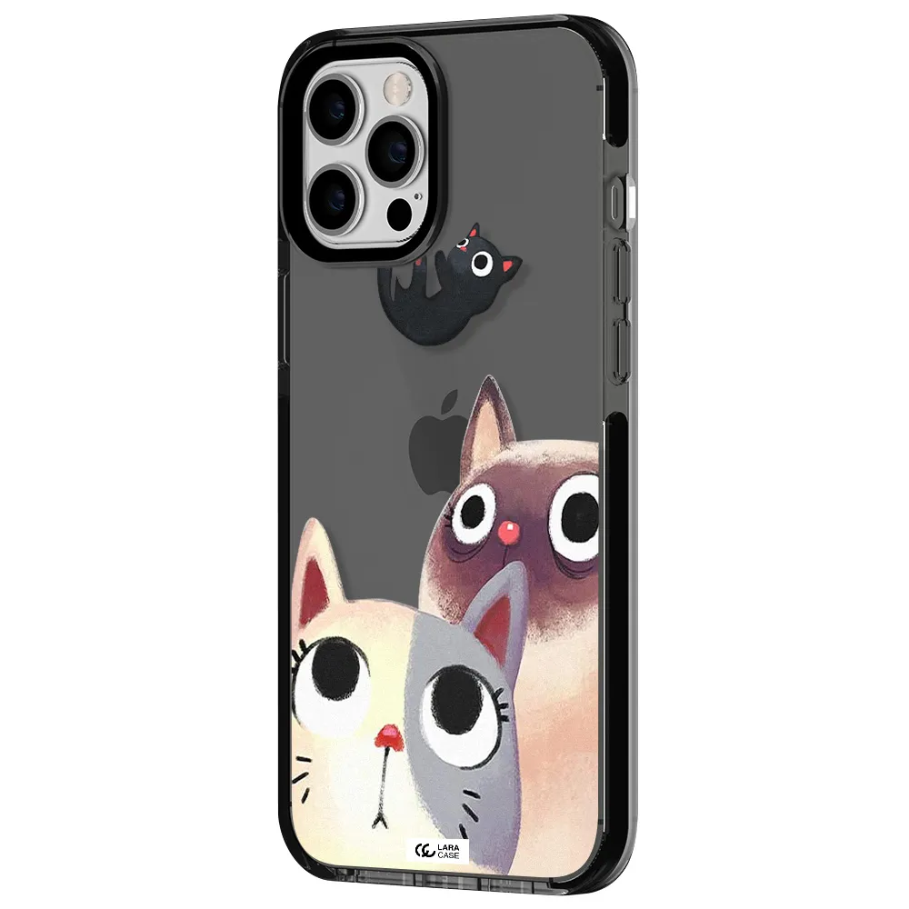 Abstract Grey Flowers Apple iPhone 12 pro max impact Smoke Black Case