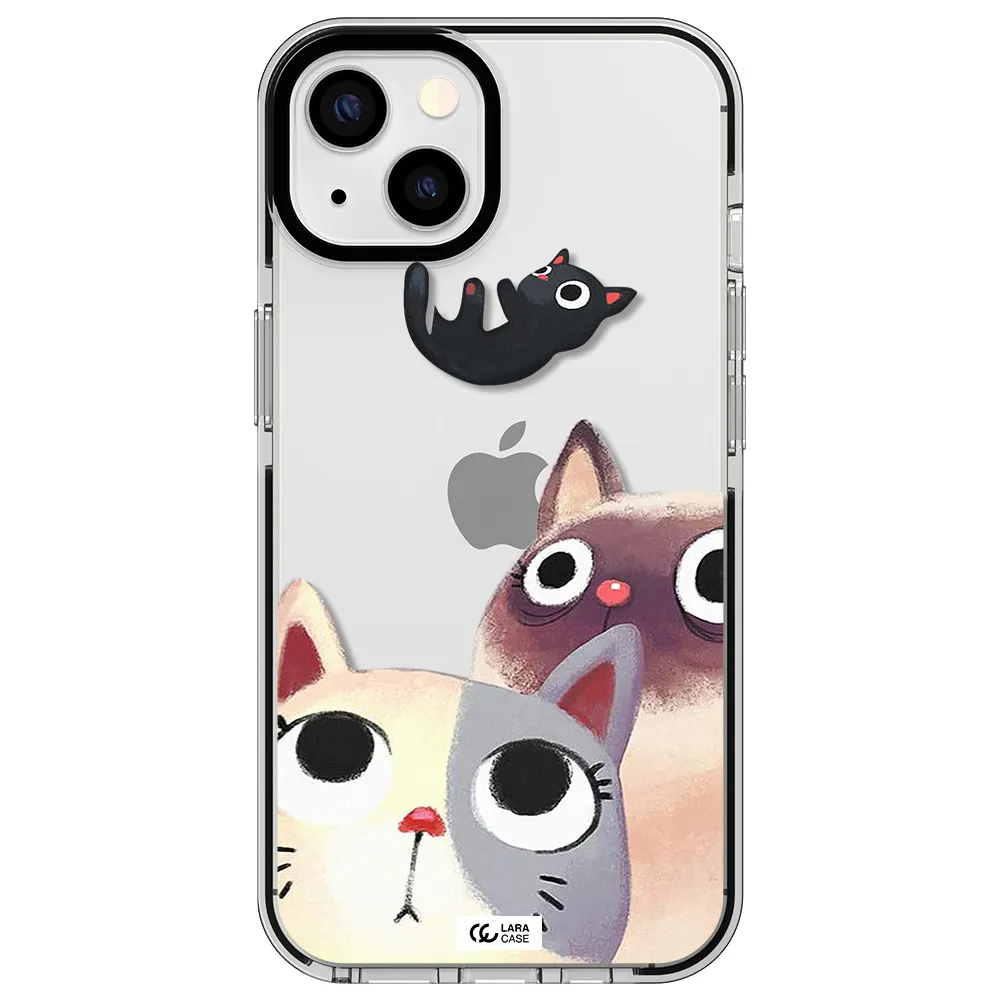 Abstract Grey Flowers Apple iPhone 13 impact black border Case