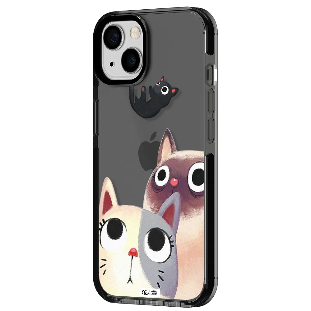 Abstract Grey Flowers Apple iPhone 13 impact Smoke Black Case