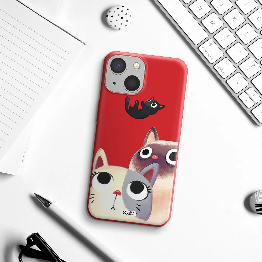 Abstract Grey Flowers Apple iPhone 13 mini Silicone Imperial Red Case