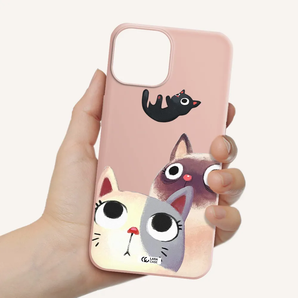 Abstract Grey Flowers Apple iPhone 13 mini Silicone pastel pink Case