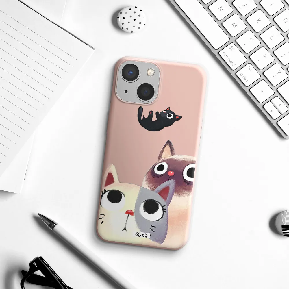 Abstract Grey Flowers Apple iPhone 13 mini Silicone pastel pink Case