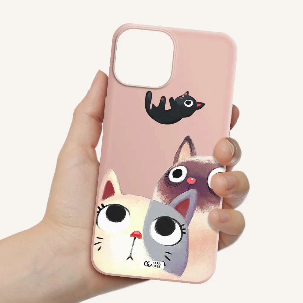 Abstract Grey Flowers Apple iPhone 13 Silicone pastel pink Case