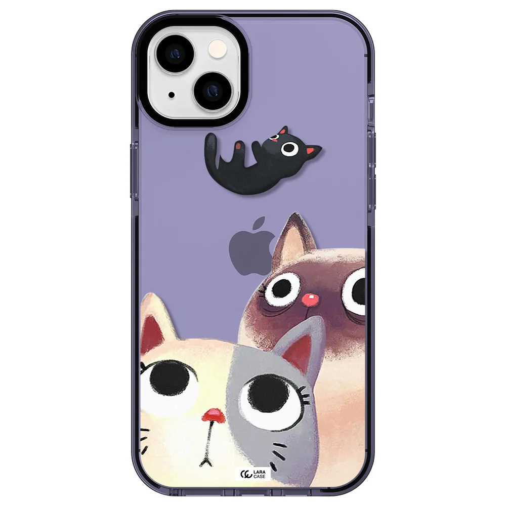 Abstract Grey Flowers Apple iPhone 14 plus impact Lilac Case