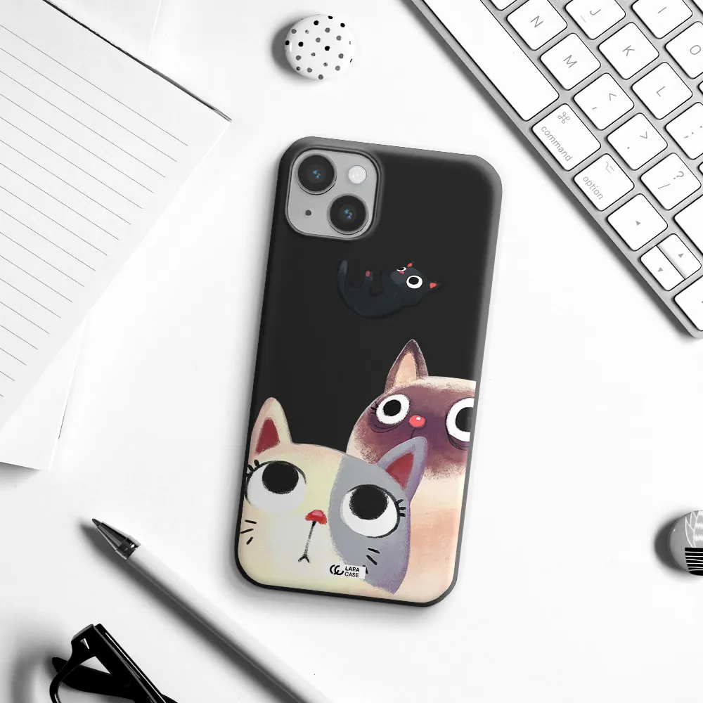 Abstract Grey Flowers Apple iPhone 14 plus Silicone black Case