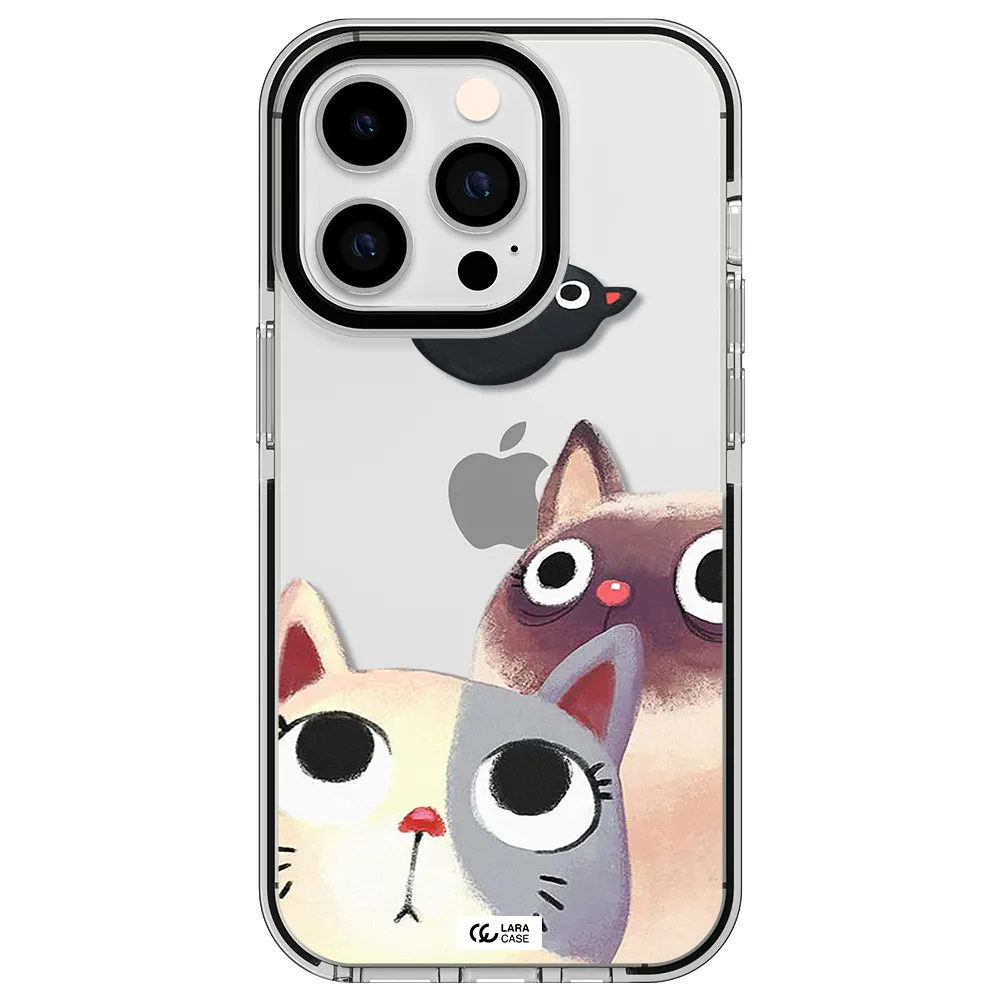 Abstract Grey Flowers Apple iPhone 14 pro impact black border Case