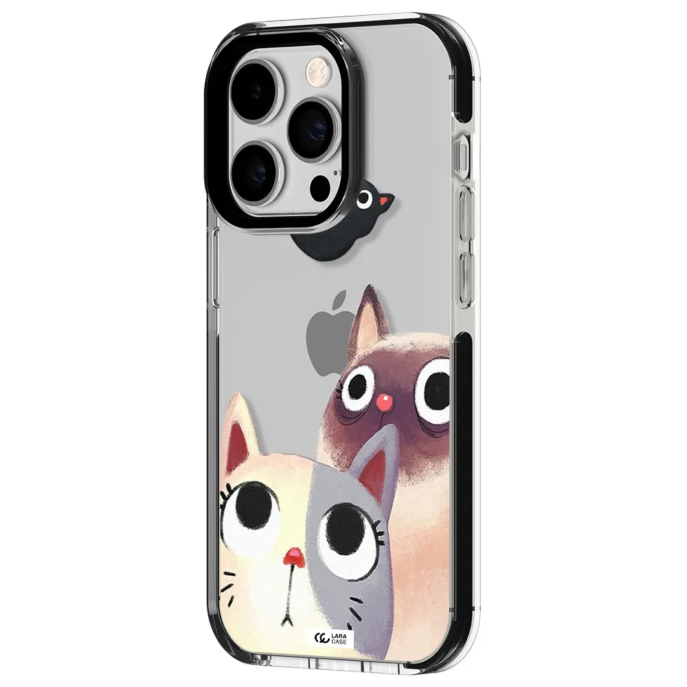 Abstract Grey Flowers Apple iPhone 14 pro impact black border Case