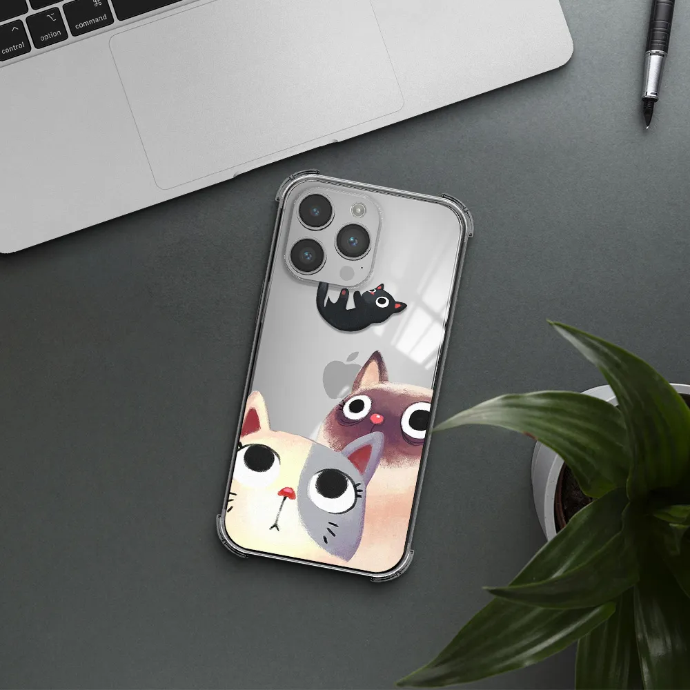 Abstract Grey Flowers Apple iPhone 14 pro max Clear PC Case